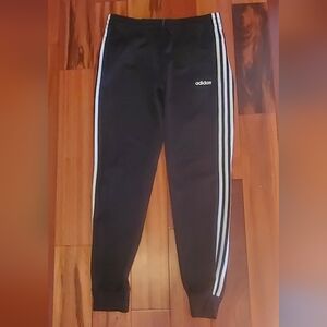 Adidas Black Track Pants with White Stripes